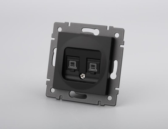 Механизм компьютерной розетки двойной Arlight SCT-MPC2-PL-BK-V (RJ-45, CAT6) 049853