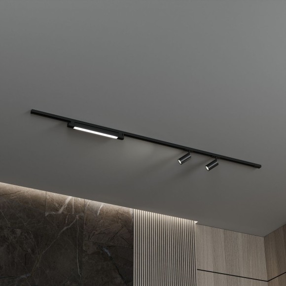 Трековая система со светильниками №5 однофазная накладная Skylite (220В, форма - прямая, 2м, 4000K) черная Hesby Lighting HSBL_kompl_S005_NI2B4K