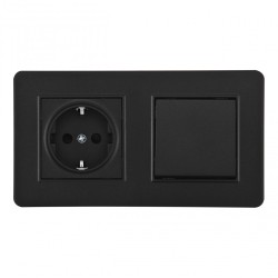 Выключатель одноклавишный с розеткой Arte Milano SET16-2-40-1-30-1 black