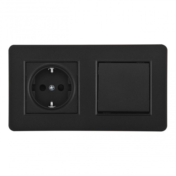 Выключатель одноклавишный с розеткой Arte Milano SET16-2-40-1-30-1 black