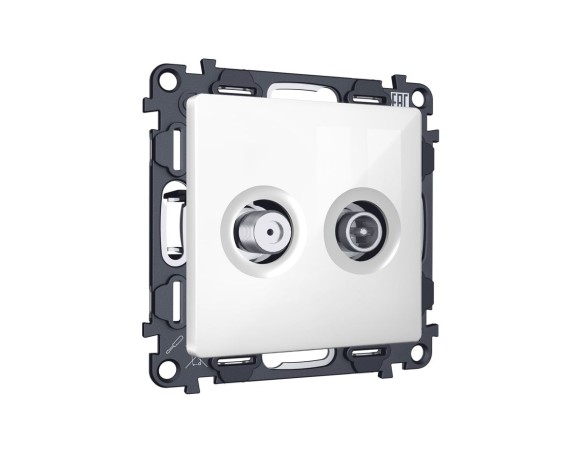 Комплект механизма розетки TV оконечной + SAT 5-862MHz 3.5dB/950-2150MHz 3.5dB Alfa Белый глянец Quant Ambrella Volt MA113310 (AP1133, VM217)