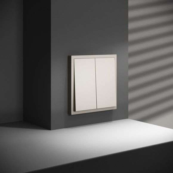 Перекрестный переключатель встраиваемый Voltum S70 двухклавишный 10А, (кашемир) VLS020503