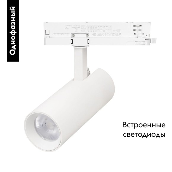 Трековый однофазный светильник Arlight LGD-GERA-2TR-R55-10W Warm3000 (WH, 36 deg, 230V) 055060