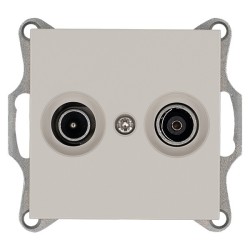 Розетка TV+FM Ф9.5mm проходная с накладкой, цвет Тауп Jasmart G6205T