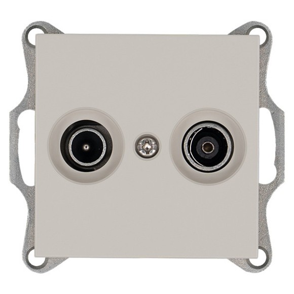 Розетка TV+FM Ф9.5mm проходная с накладкой, цвет Тауп Jasmart G6205T