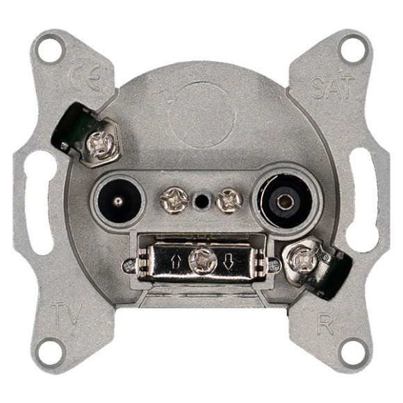 Розетка TV+FM Ф9.5mm проходная с накладкой, цвет Тауп Jasmart G6205T