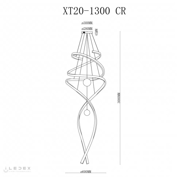 Подвесная светодиодная люстра iLedex Axis XT20-1300 CR