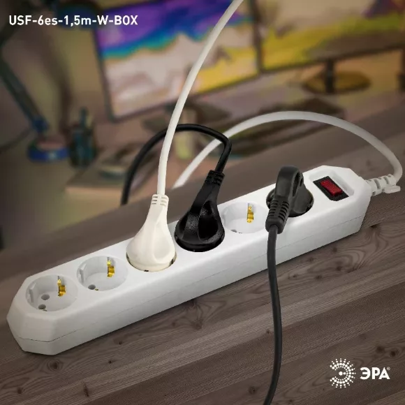 Сетевой фильтр Эра USF-6es-1,5m-W-BOX Б0037260, дополнительный ракурс Сетевой фильтр Эра USF-6es-1,5m-W-BOX Б0037260, дополнительный ракурс