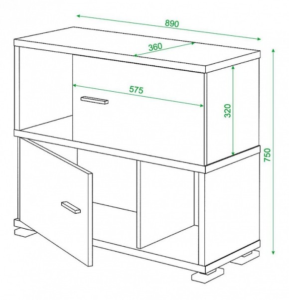 Тумба комбинированная Домино СБ-30/2 MER_SB-30_2_VK