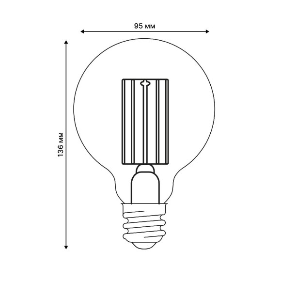 Лампа светодиодная филаментная Uniel LED-G95-5W/3000K/E27/CL GLY01TR UL-00011942