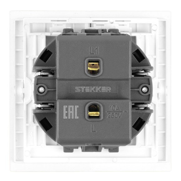 Выключатель 1-клавишный самовозвратный (механизм) Stekker Мия 250В 10А RSW10-3112-01 белая магнолия 50572