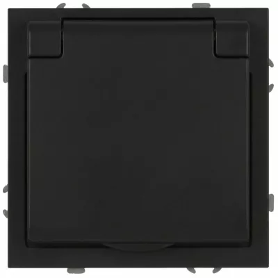 Розетка Эра Galaxy 15-2103-05 c заземлением 2P+E Schuko со шторками с крышкой 16А-250В IP20 антрацит Б0070666