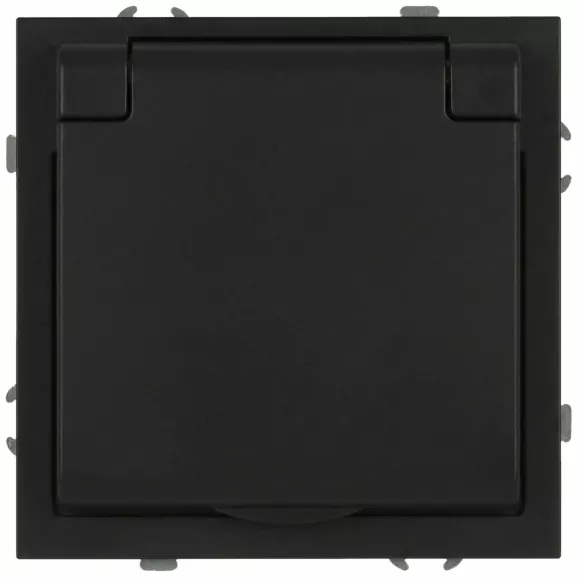 Розетка Эра Galaxy 15-2103-05 c заземлением 2P+E Schuko со шторками с крышкой 16А-250В IP20 антрацит Б0070666
