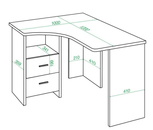 Стол письменный Домино Лайт СКЛ-Угл 120 MER_SKL-Ugl120_VK_PRAV