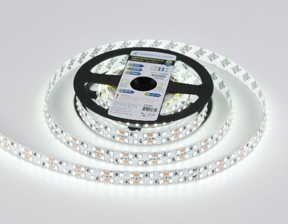 Светодиодная лента двухрядная Ambrella Light LED Strip 12В 2835 19,2Вт/м 6500K 5м IP20 GS1603