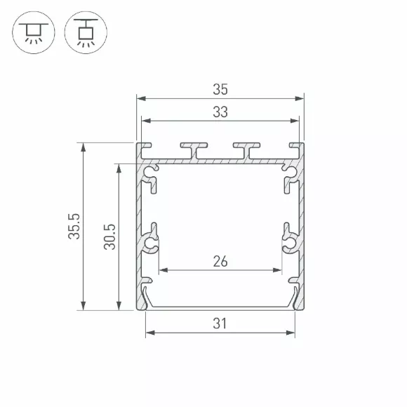 Алюминиевый профиль Arlight LINE-S-3535-3000 WHITE 041832 Алюминиевый профиль Arlight LINE-S-3535-3000 WHITE 041832