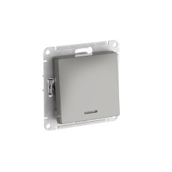 Выключатель 1-клавишный с подсвет.,сх.1а, 10АХ, быстрозажим. клем. Systeme Electric AtlasDesign Сталь ATN000913S