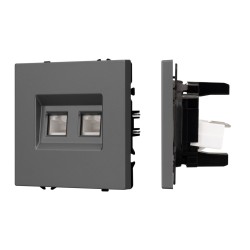 Механизм сдвоенной компьютерной розетки Arlight SCT-NOBE-MPC2-SFPL-GR (RJ-45, CAT6) 054315