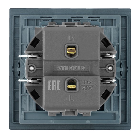 Выключатель 1-клавишный самовозвратный (механизм) Stekker Мия 250В 10А RSW10-3112-05 черный бархат 50574