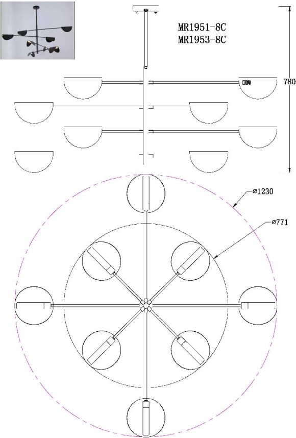 Люстра на штанге MyFar Valentina MR1953-8C