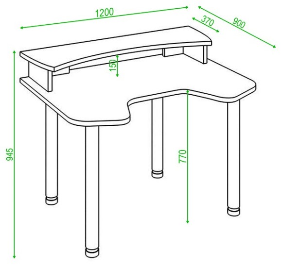 Стол компьютерный Домино Lite СКЛ-Игр120МО+НКИЛ120 MER_SKL-Igr120MO-NKIL120-CHBE