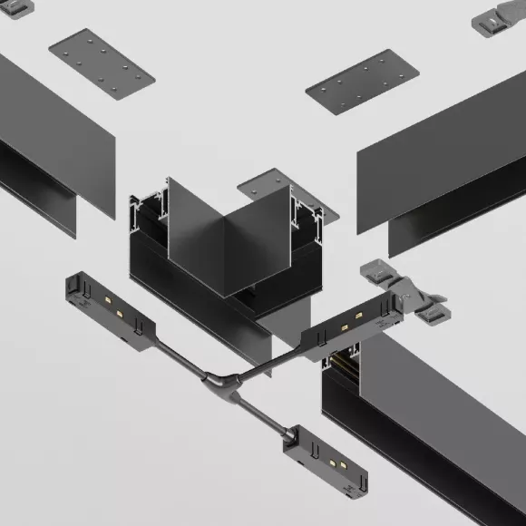 Угол-соединитель для магнитного шинопровода Maytoni Technical Magnetic track system Gravity TRA010CT-41B, Черный, Алюминий