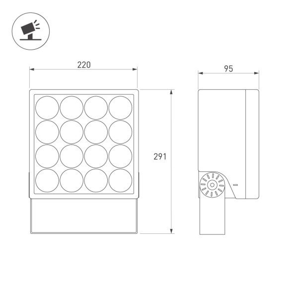 Прожектор Arlight ALT-BLOCK-S220x220-50W Day4000 (GR, 36 deg, 230V) 055260