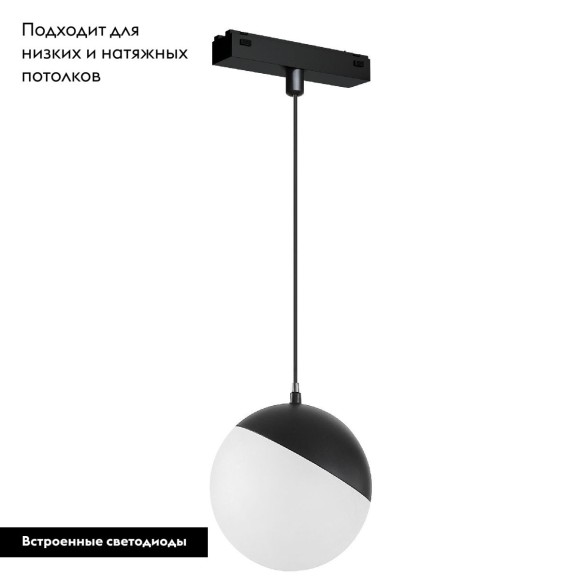 Трековый магнитный светильник Arlight MAG-VIBE-EMISFERO-HANG-R100-6W Day4000 (BK, 130 deg, 48V) 044165