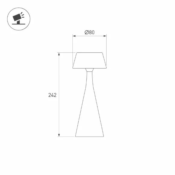 Настольная лампа с аккумулятором Arlight SP-TOMMY-TAB-2W Warm3000-MIX (SG, 154 deg) (IP54 Металл) 056087, Теплый белый, Современный стиль, Россия, основание крупным планом