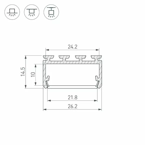 Алюминиевый профиль Arlight PLS-LOCK-H15-3000 ANOD 044843 Алюминиевый профиль Arlight PLS-LOCK-H15-3000 ANOD 044843