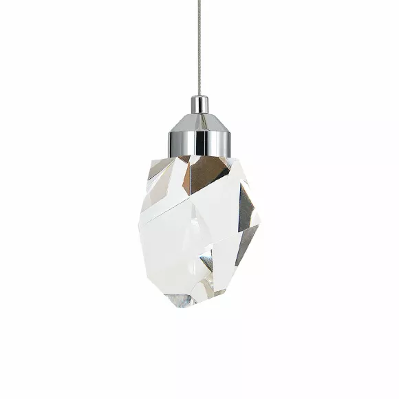 Подвесной светильник Indigo Cristallo 12053/1P Chrome V000133L, Хром, Прозрачный, Нейтральный белый, крупный план Подвесной светильник Indigo Cristallo 12053/1P Chrome V000133L, Хром, Прозрачный, Нейтральный белый, крупный план