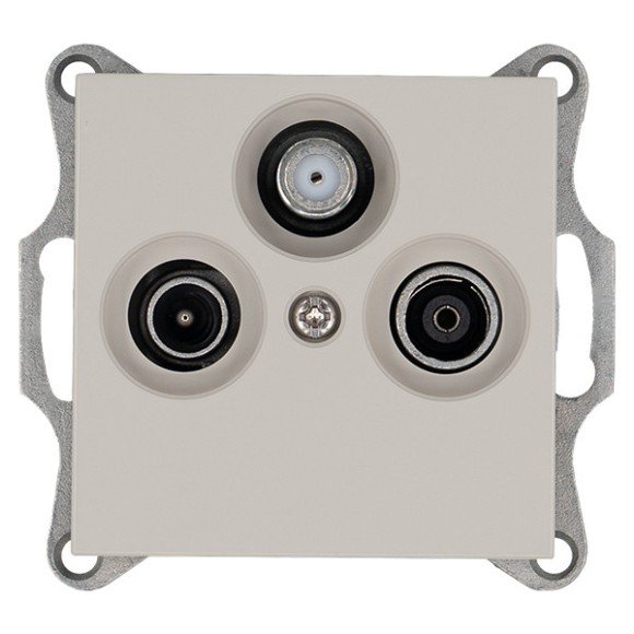 Розетка TV+FM+SAT Ф9.5mm проходная с накладкой, цвет Тауп Jasmart G6207T