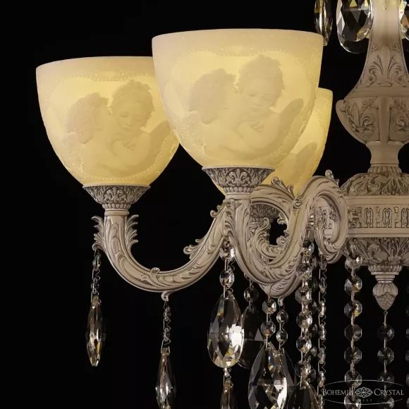 Подвесная люстра Bohemia Ivele Crystal AL79101/6/175 B WMN P1 U Angel, Белый, Металл, Керамика, декоративные элементы крупным планом