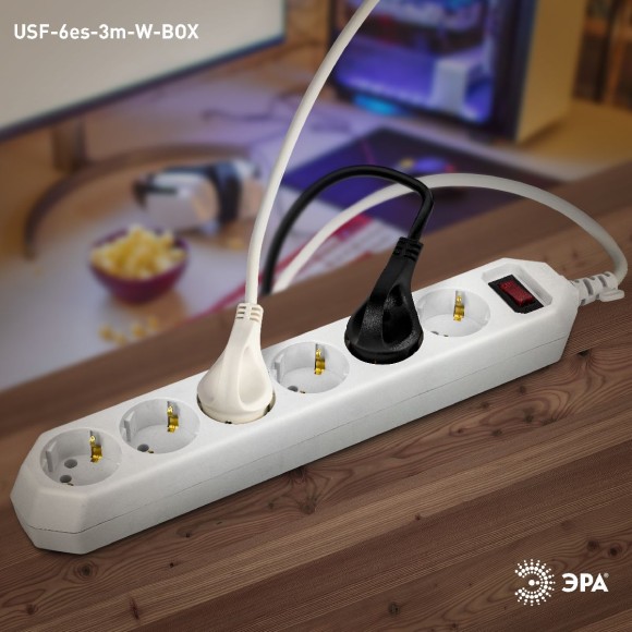 Сетевой фильтр Эра USF-6es-3m-W-BOX Б0037262