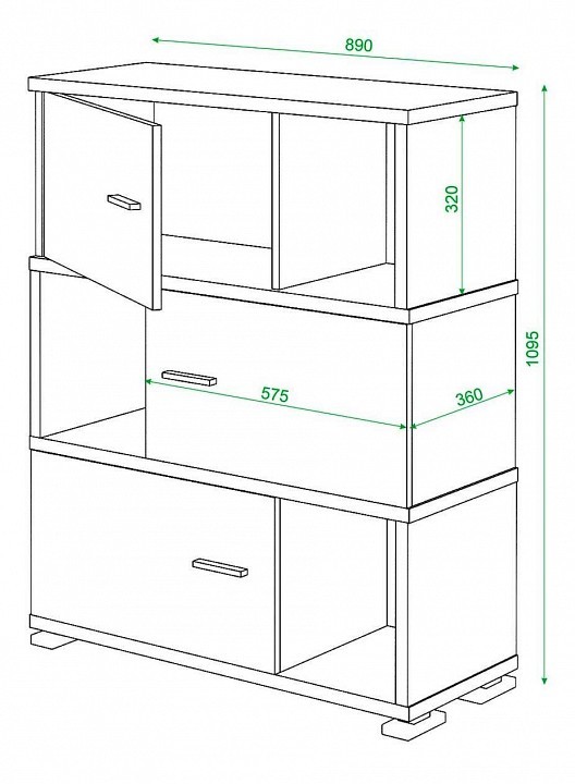 Тумба комбинированная Домино СБ-30/3 MER_SB-30_3_VK