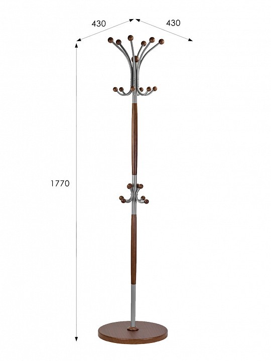 Вешалка-стойка Декарт Д-1 средне-коричневый/металлик ML_D-1_MEDBR
