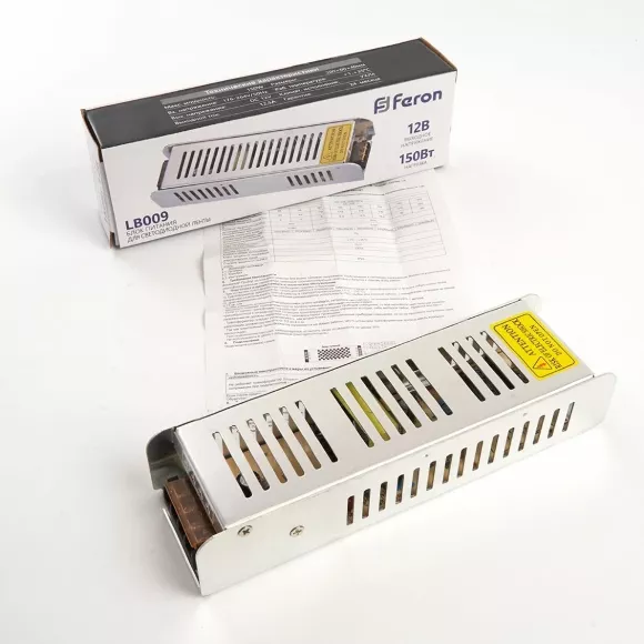 Блок питания для светодиодной ленты Feron LB009 12V 150W IP20 12,5A 21496