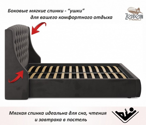 Кровать двуспальная Stefani 2000x1800 с ПМ и матрасом PROMO B COCOS NMB_TE-00005329