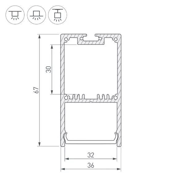 Алюминиевый профиль Arlight с экраном SL-LINE-3667-2500 WHITE+OPAL 036303 Алюминиевый профиль Arlight с экраном SL-LINE-3667-2500 WHITE+OPAL 036303