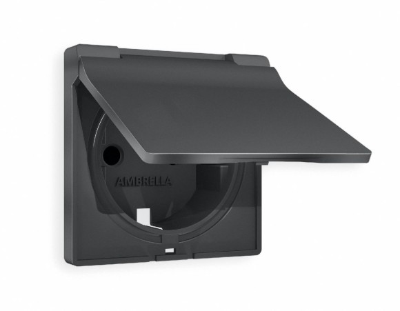 Лицевая панель для розетки с/з со шторками и крышкой Ambrella Volt Alfa AP9080