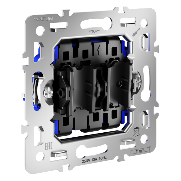 Механизм проходного переключателя двухклавишного 10А Voltum S70 VLS0203M