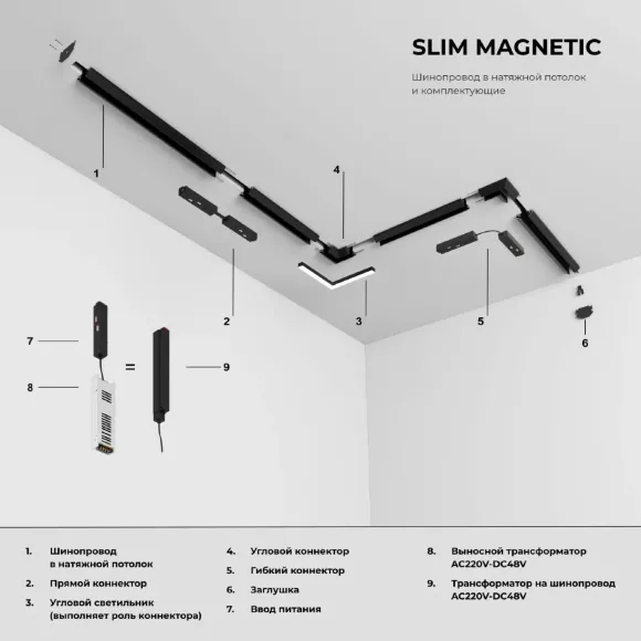 Шинопровод в натяжной потолок с декоративными вставками Elektrostandard Slim Magnetic 85242/00 4690389220463 a072669