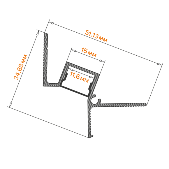 Профиль встраиваемый Wolta WAP-I-51/35/3000-В