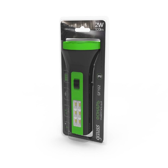 Ручной светодиодный фонарь Gauss аккумуляторный 157х58 100 лм GF102