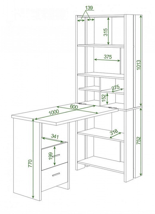 Стол компьютерный Домино Lite СТЛ-ОВ+С100Прям+ТЯЛ MER_STL-OVH-S100Pryam_BEK