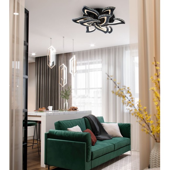 Потолочная светодиодная люстра с пультом управления LED4U L2839-9 BK