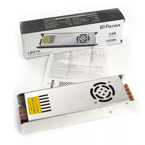 Трансформатор для светодиодной ленты Feron LB019 500Вт 24В IP20 48049 Трансформатор для светодиодной ленты Feron LB019 500Вт 24В IP20 48049
