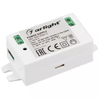 Блок питания Arlight ARV-SN12006-C (12V, 0.5A, 6W) 020425(1)