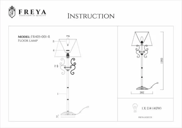 Торшер Freya Driana FR2405-FL-01-BZ, крепление Торшер Freya Driana FR2405-FL-01-BZ, крепление