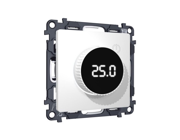 Комплект механизма терморегулятора теплого пола с цифровым дисплеем с подсветкой 16A-250V Alfa Белый матовый Quant Ambrella Volt MA125810 (AP1258, VM1385)